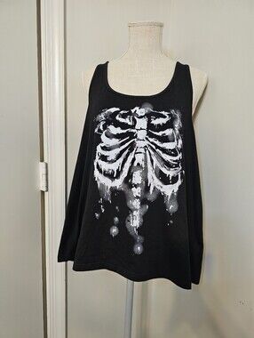 Black Ribcage Graphic Scoop Neck Tank